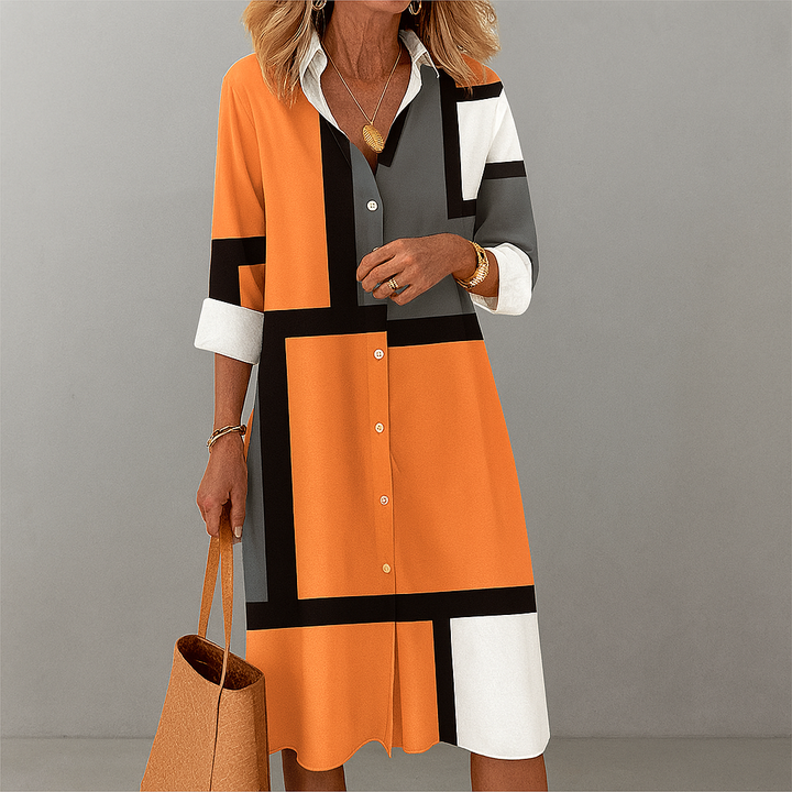 Robe chemise à motifs géométriques pour femme