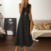 Robe longue fluide à boutons et coupe trapèze
