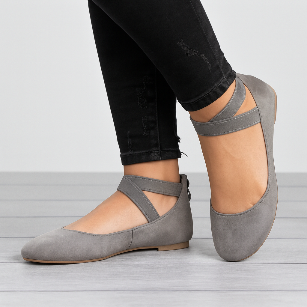 Ballerines à brides élastiques en daim