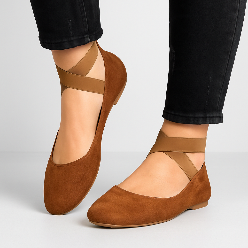 Ballerines à brides élastiques en daim