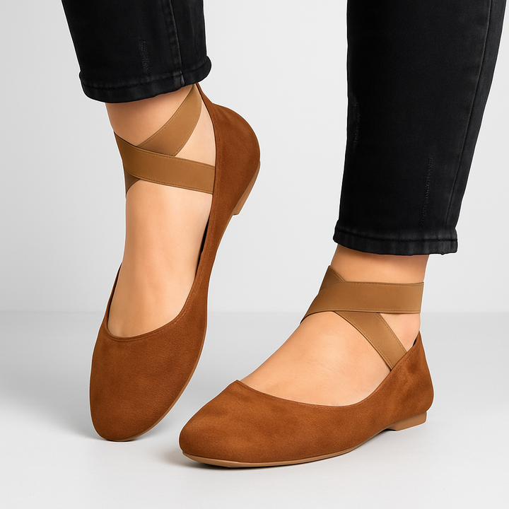 Ballerines à brides élastiques en daim