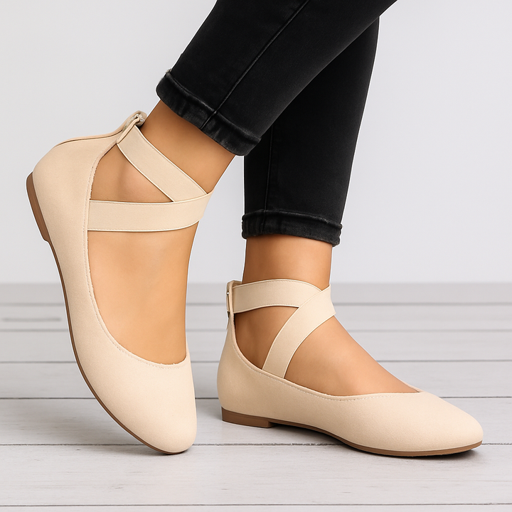Ballerines à brides élastiques en daim