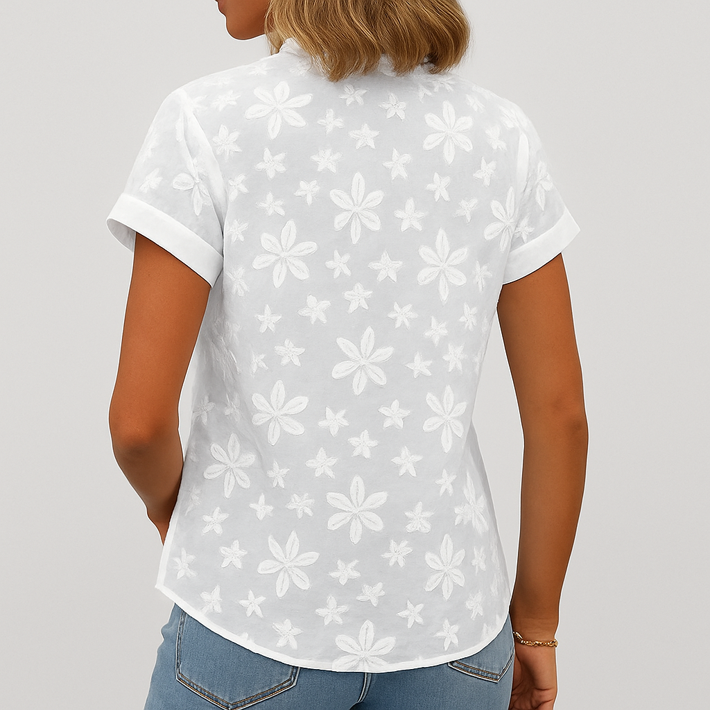 Chemisier fleuri à manches courtes pour femme