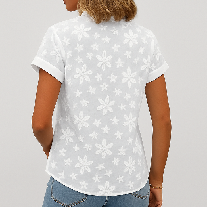 Chemisier fleuri à manches courtes pour femme