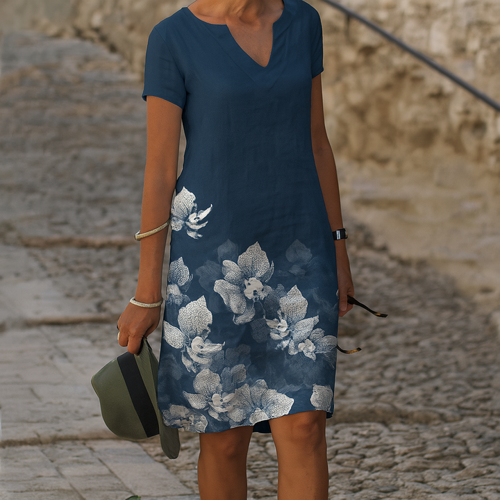 Robe décontractée à col en V pour femme