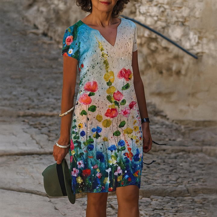 Robe décontractée à col en V pour femme