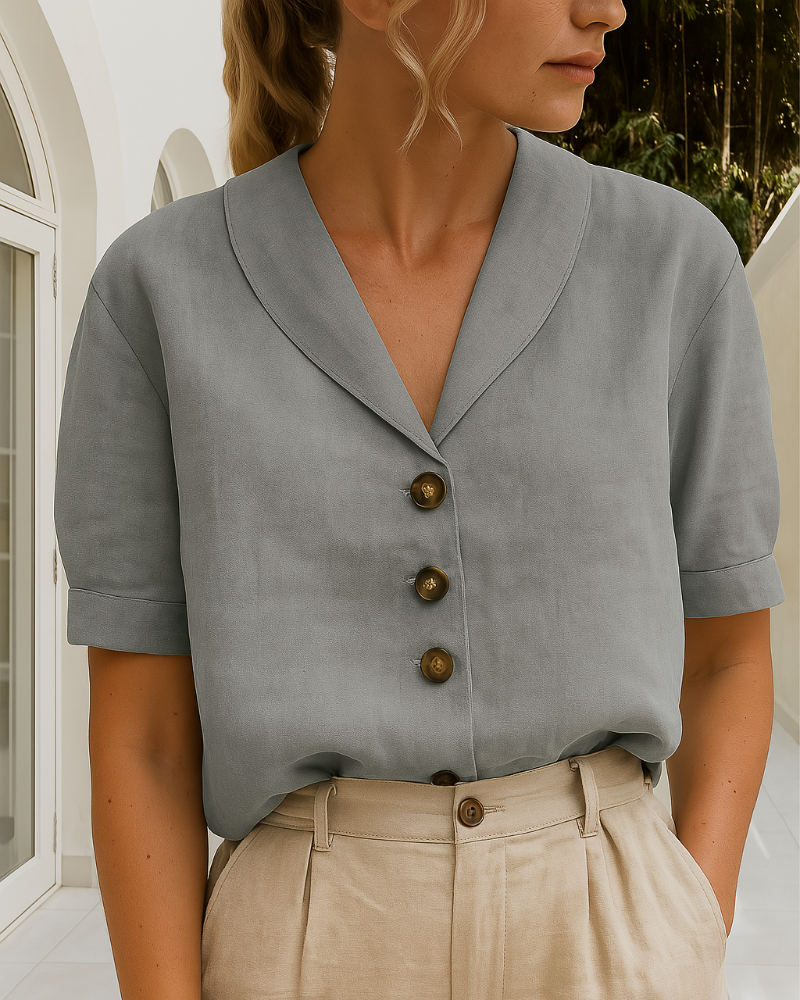 T-shirt tendance en coton et lin pour femme