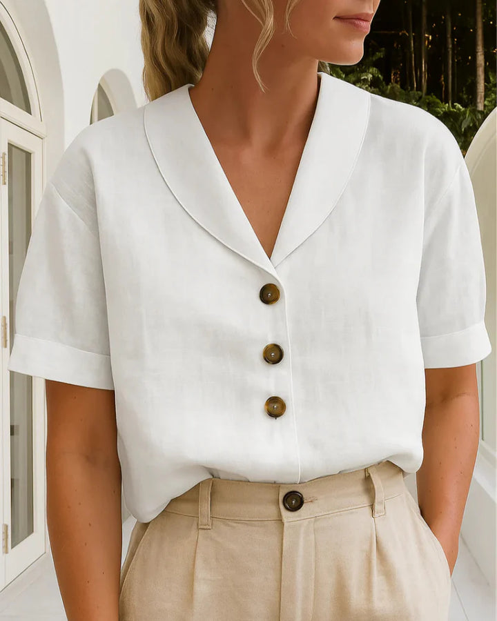 T-shirt tendance en coton et lin pour femme