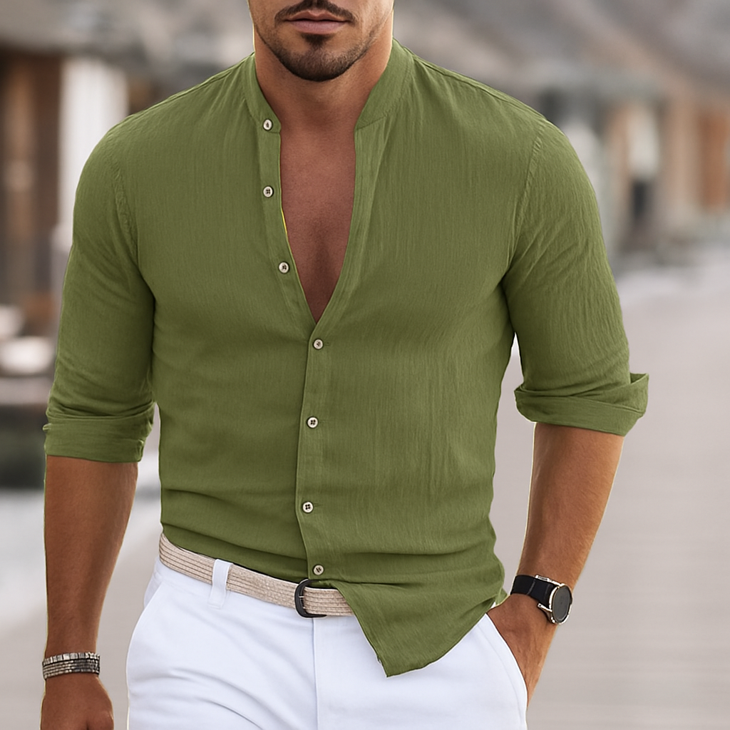 Chemise homme coupe slim à col mandarin