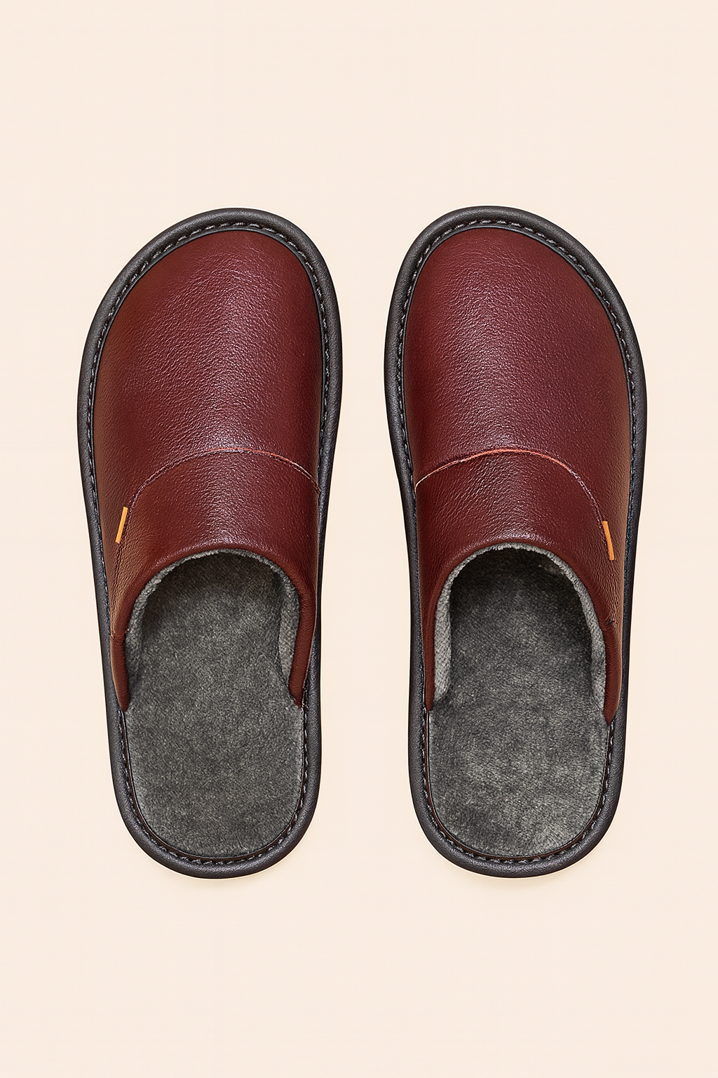 Chaussons d'intérieur confortables et antidérapants en cuir véritable