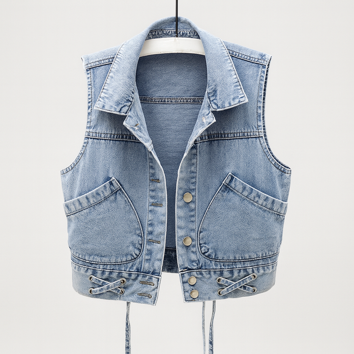 Gilet en jean léger sans manches pour femme