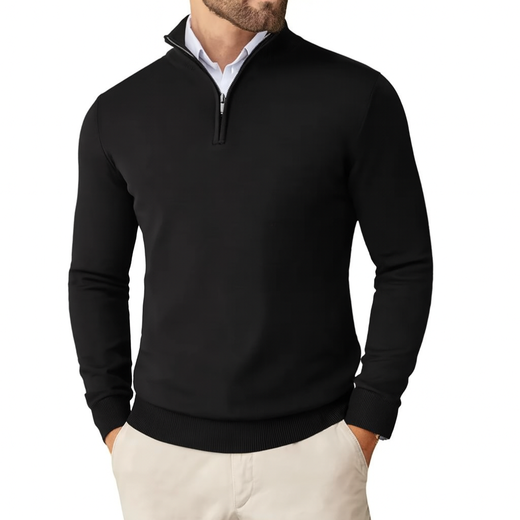 Pull en tricot de coton pour homme avec col zippé