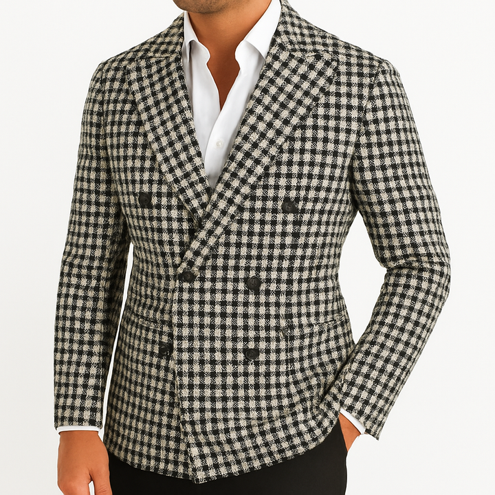 Blazer croisé à carreaux pour homme