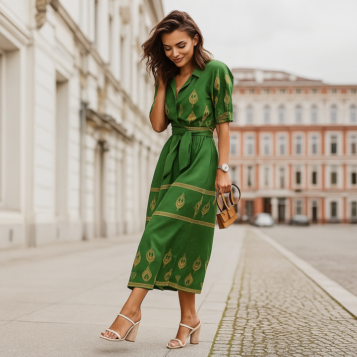 Robe décontractée en lin mélangé avec ceinture