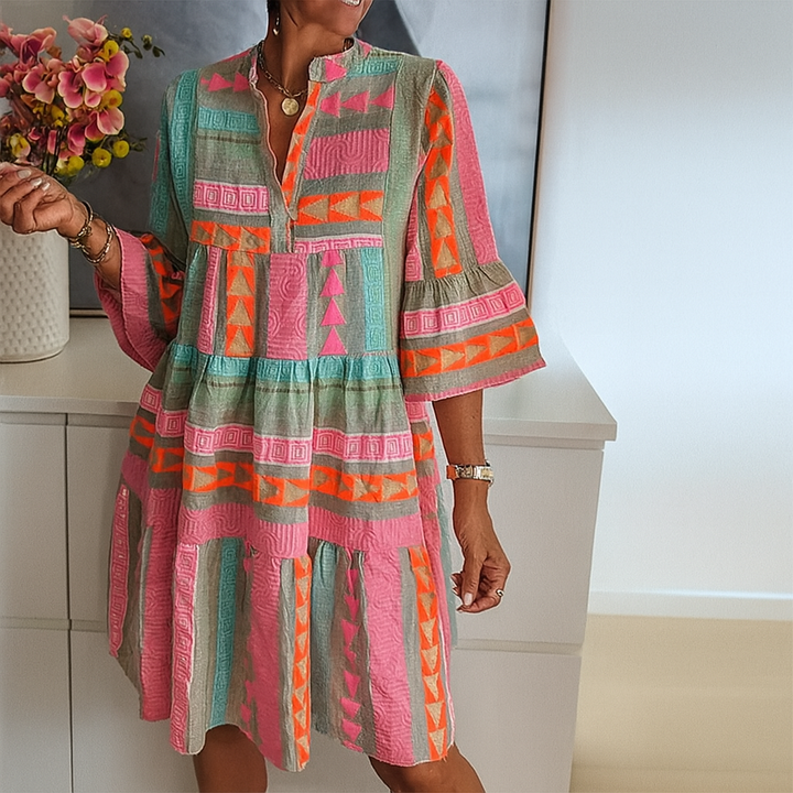 Robe mi-longue bohème coupe ample