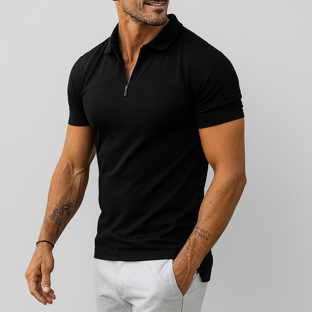 Polo slim fit pour homme avec demi-fermeture éclair