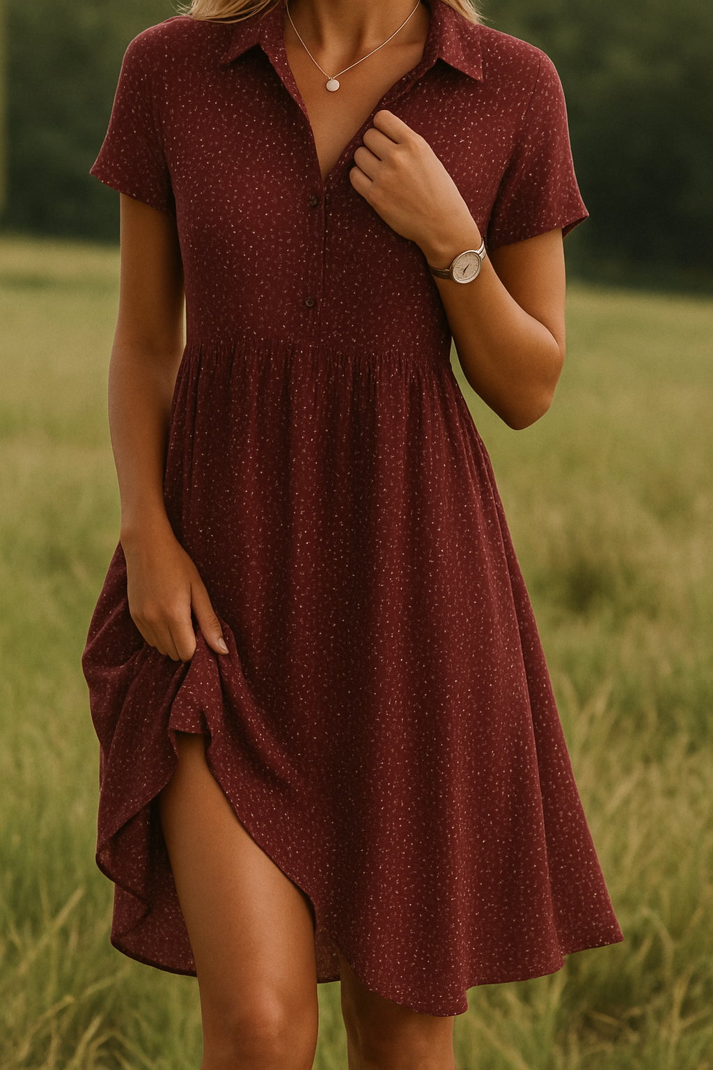 Robe chemise à manches courtes pour femme