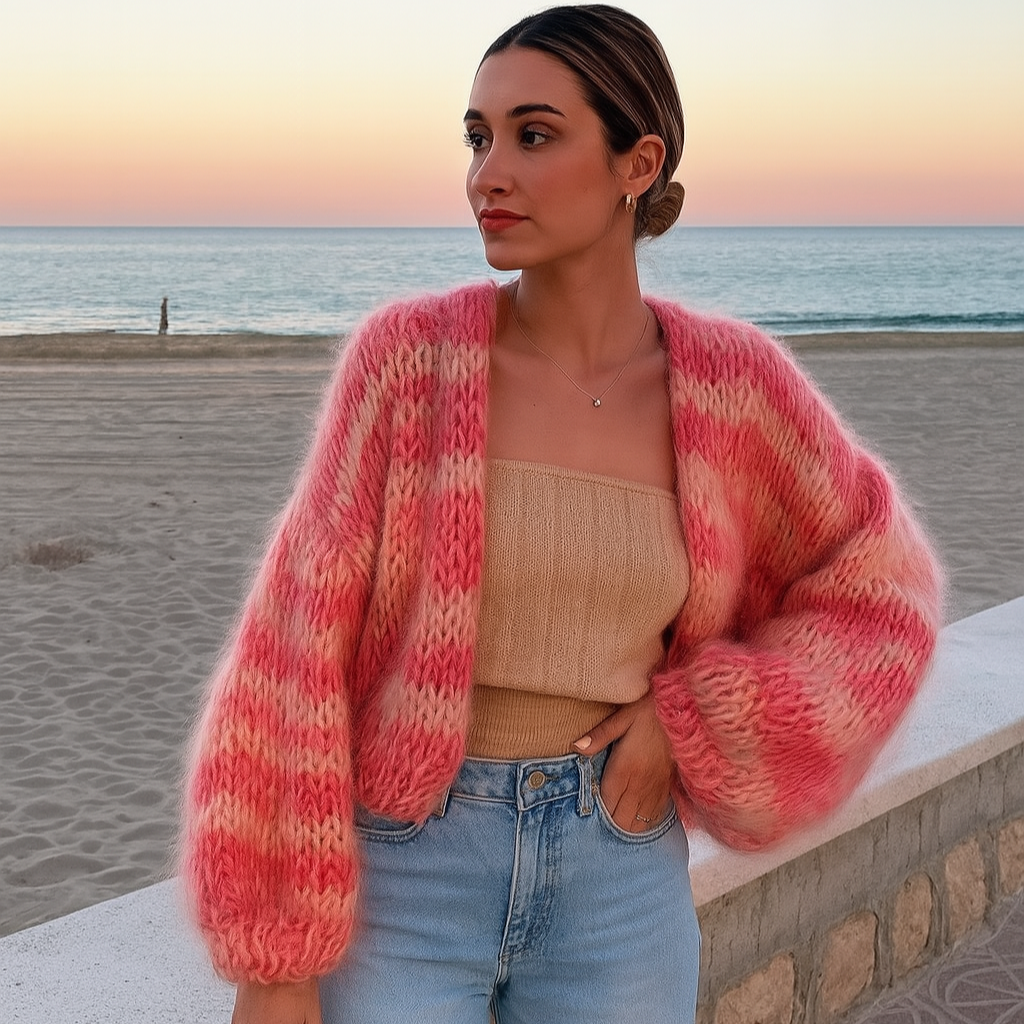 Cardigan rayé ouvert sur le devant pour femme