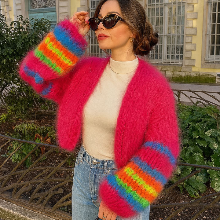 Cardigan rayé ouvert sur le devant pour femme