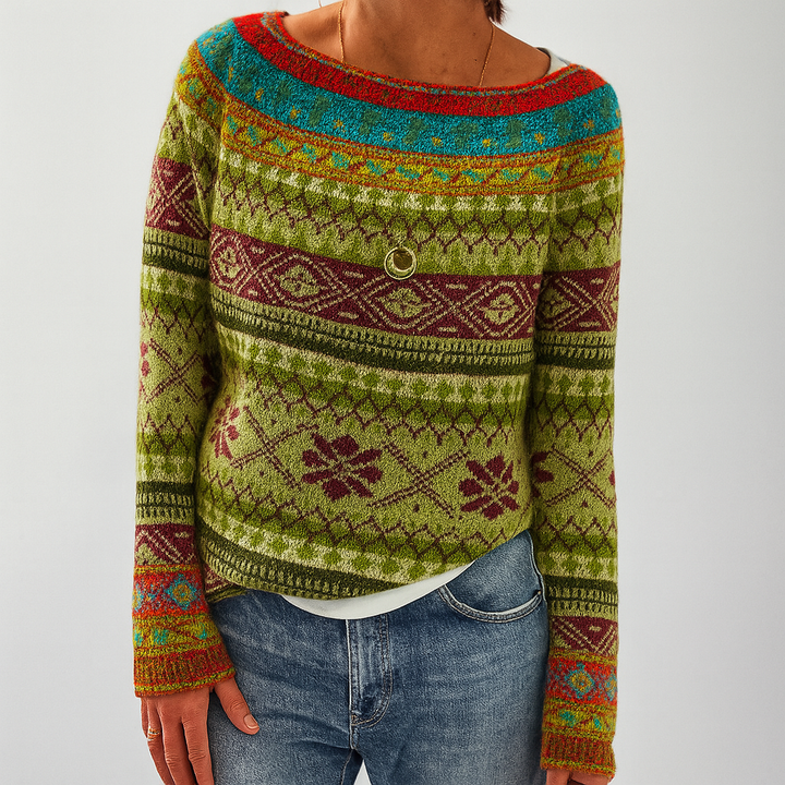 Pull rétro en maille torsadée pour femme