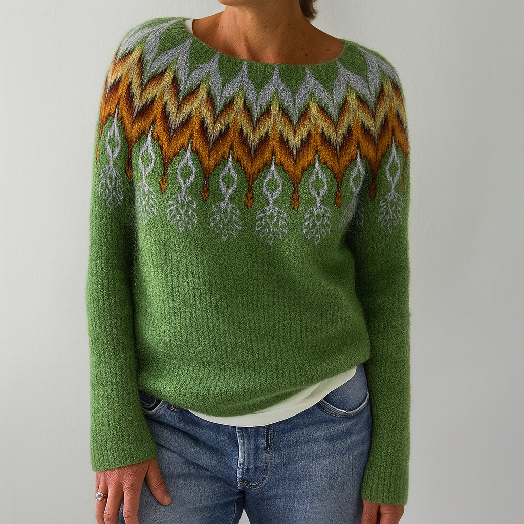 Pull rétro en maille torsadée pour femme