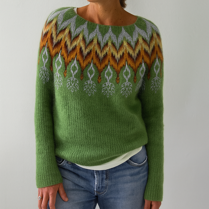 Pull rétro en maille torsadée pour femme