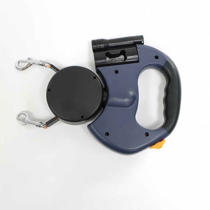 Laisse rétractable double pour chien avec rotation à 360°