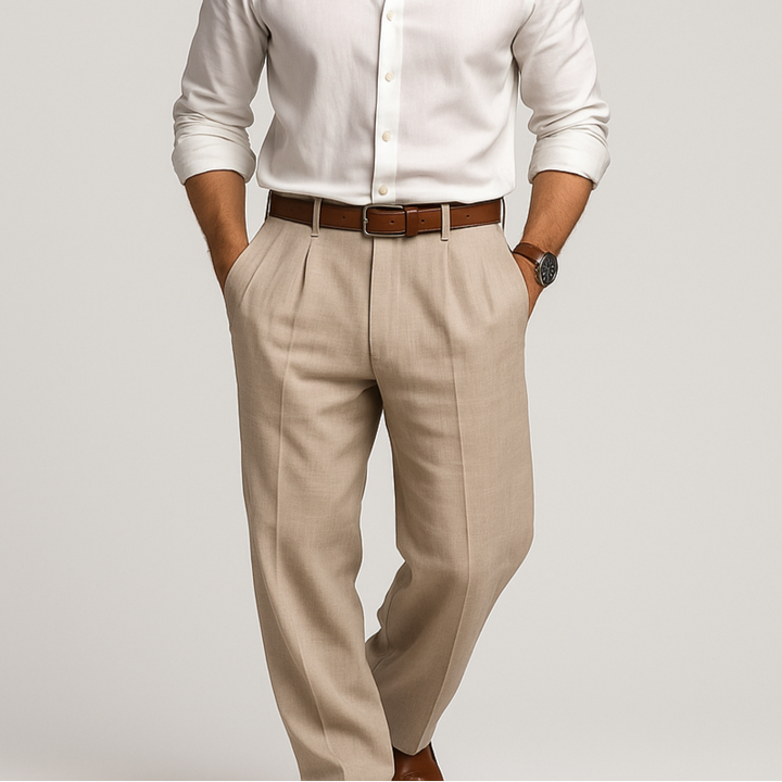 Pantalon décontracté en coton et lin pour homme