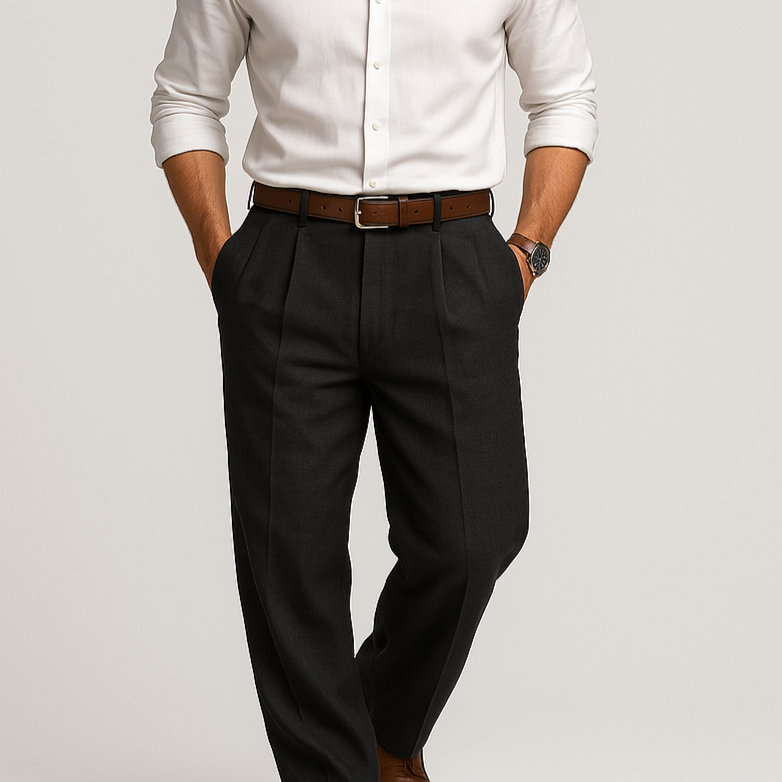 Pantalon décontracté en coton et lin pour homme