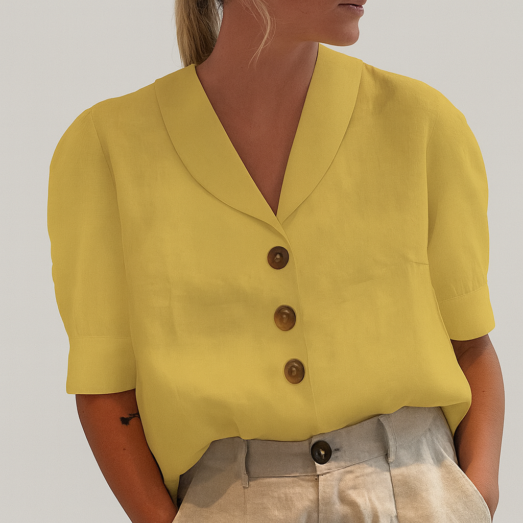 T-shirt tendance en coton et lin pour femme