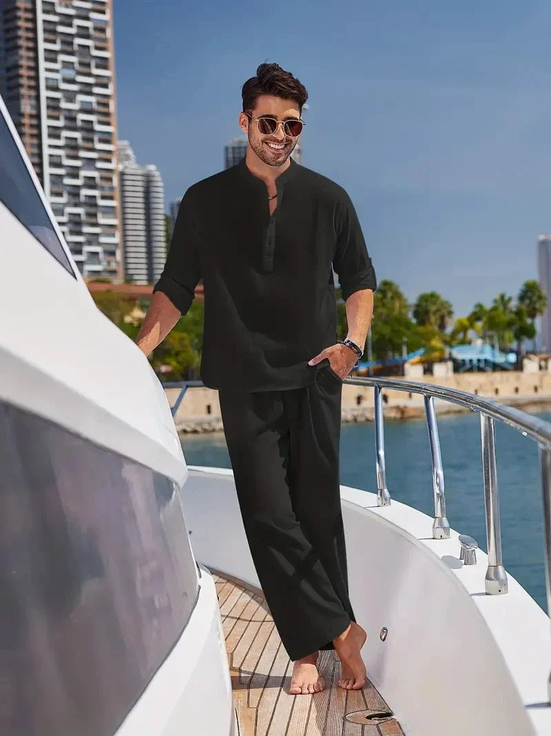 Ensemble 2 pièces pour homme en lin et coton italien