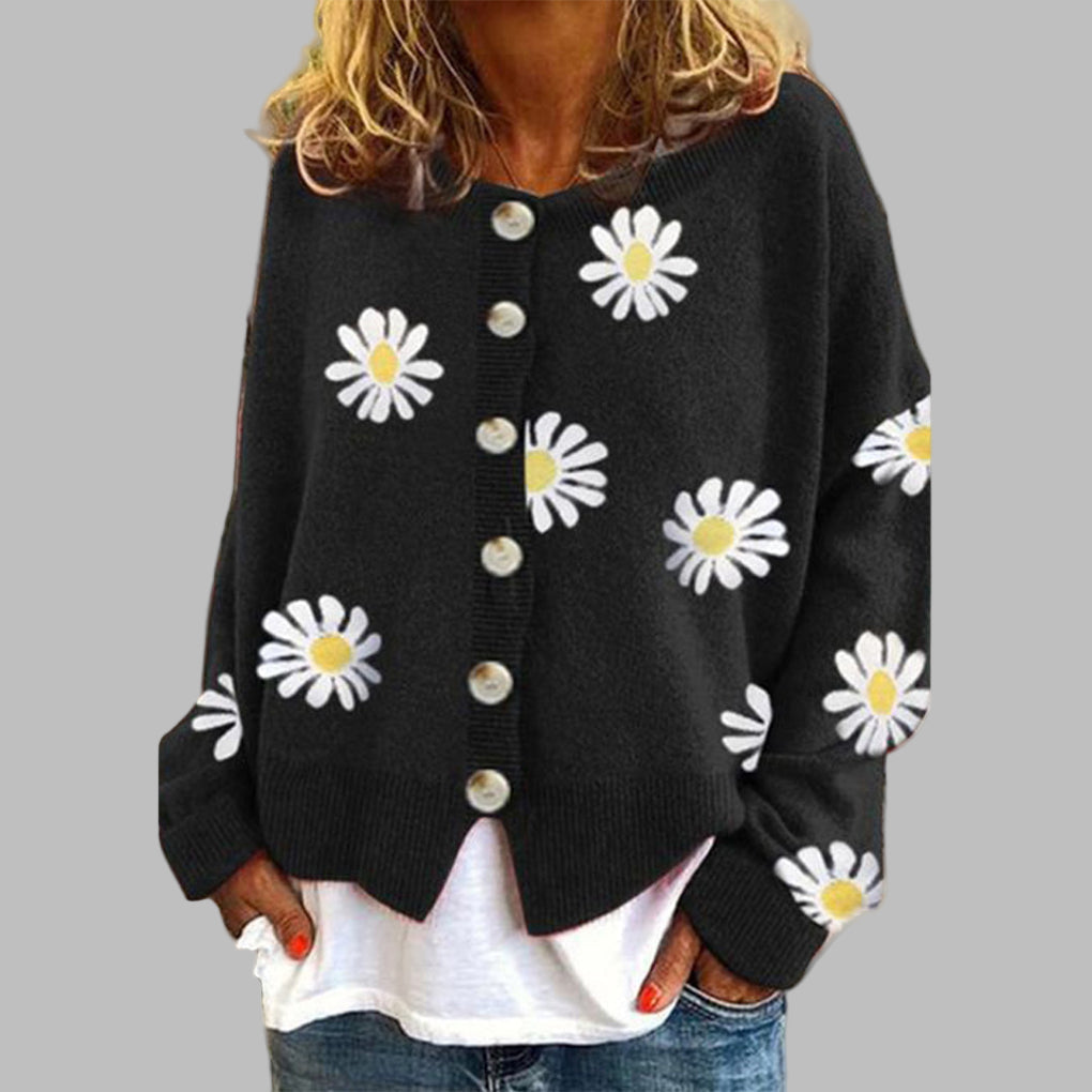Pull en tricot fleuri pour femme