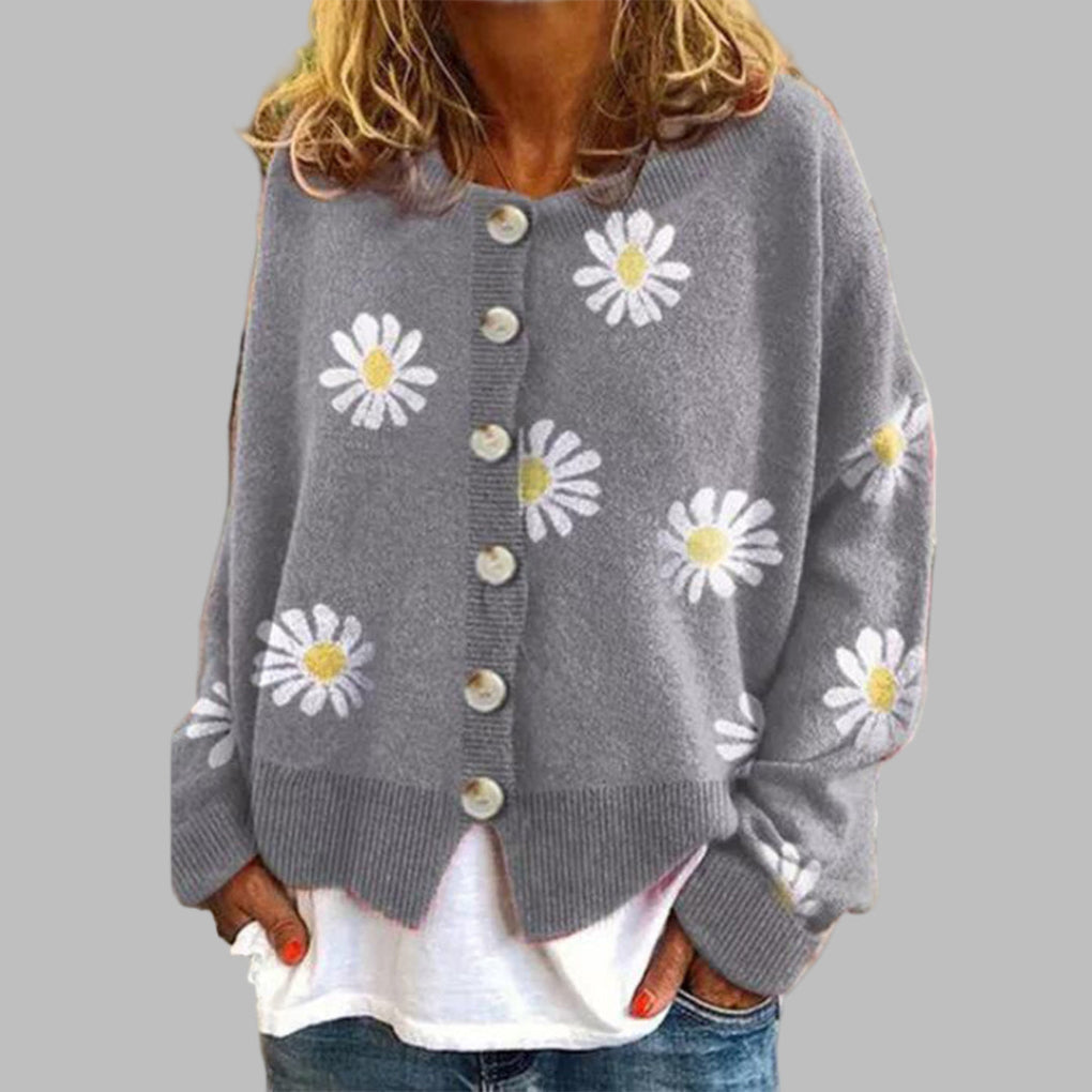 Pull en tricot fleuri pour femme