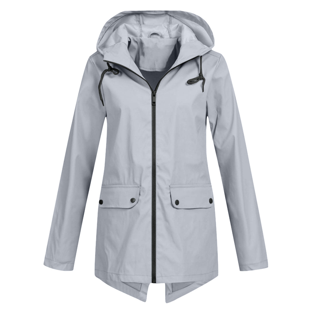 Veste mi-longue imperméable pour femme avec fermeture éclair