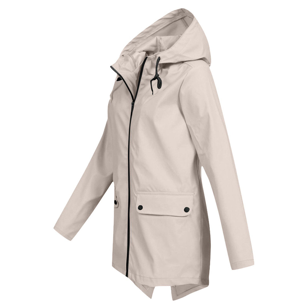 Veste Mi-Saison Imperméable avec Fermeture Éclair et Capuche