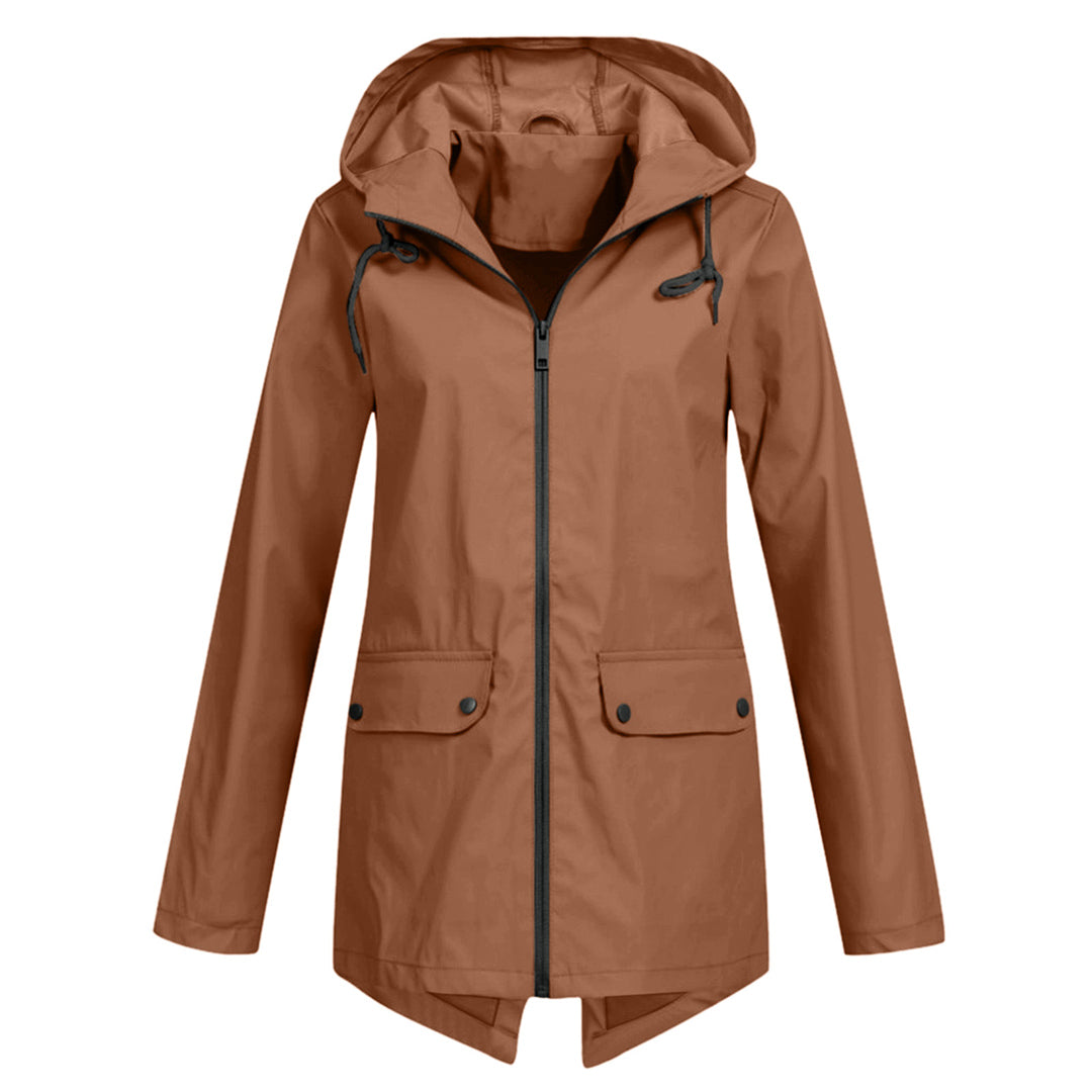 Veste Mi-Saison Imperméable avec Fermeture Éclair et Capuche