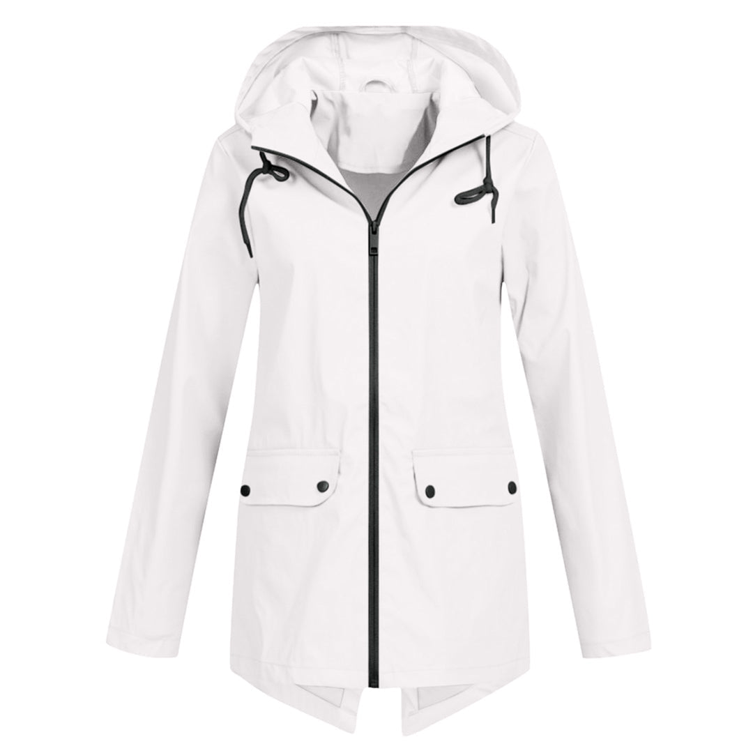 Veste mi-longue imperméable pour femme avec fermeture éclair