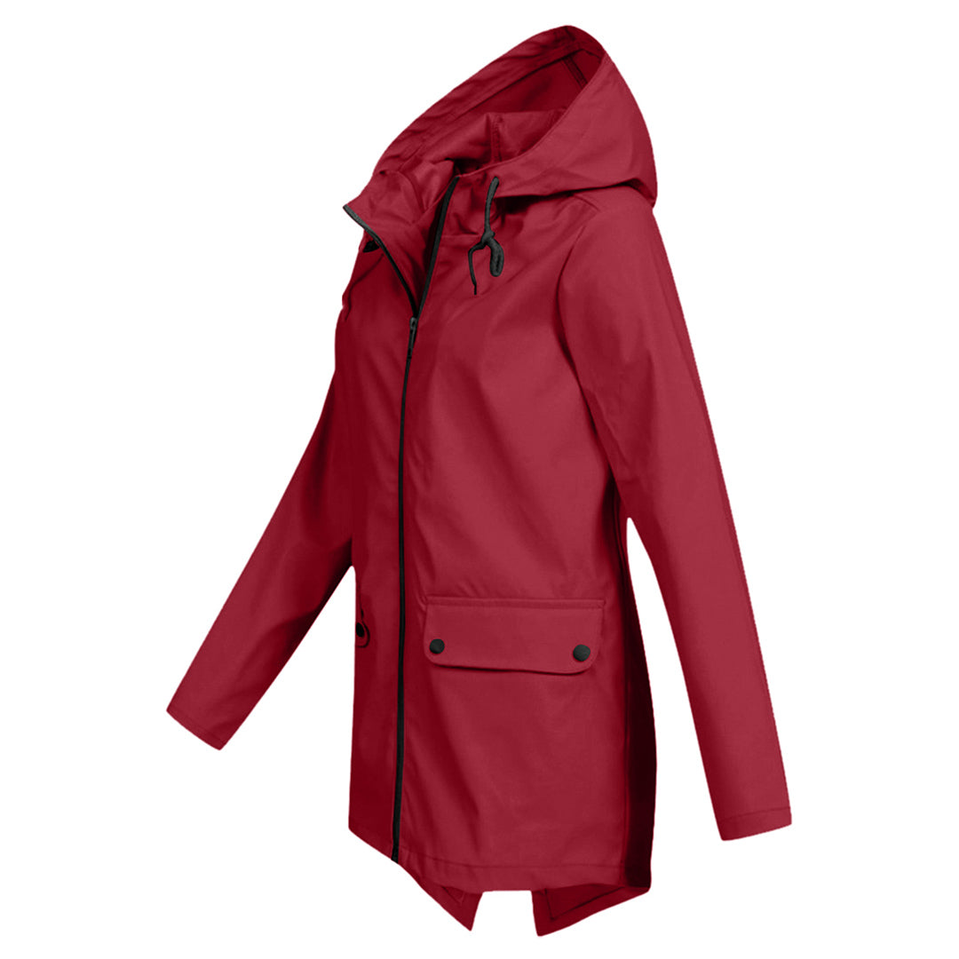 Veste mi-longue imperméable pour femme avec fermeture éclair