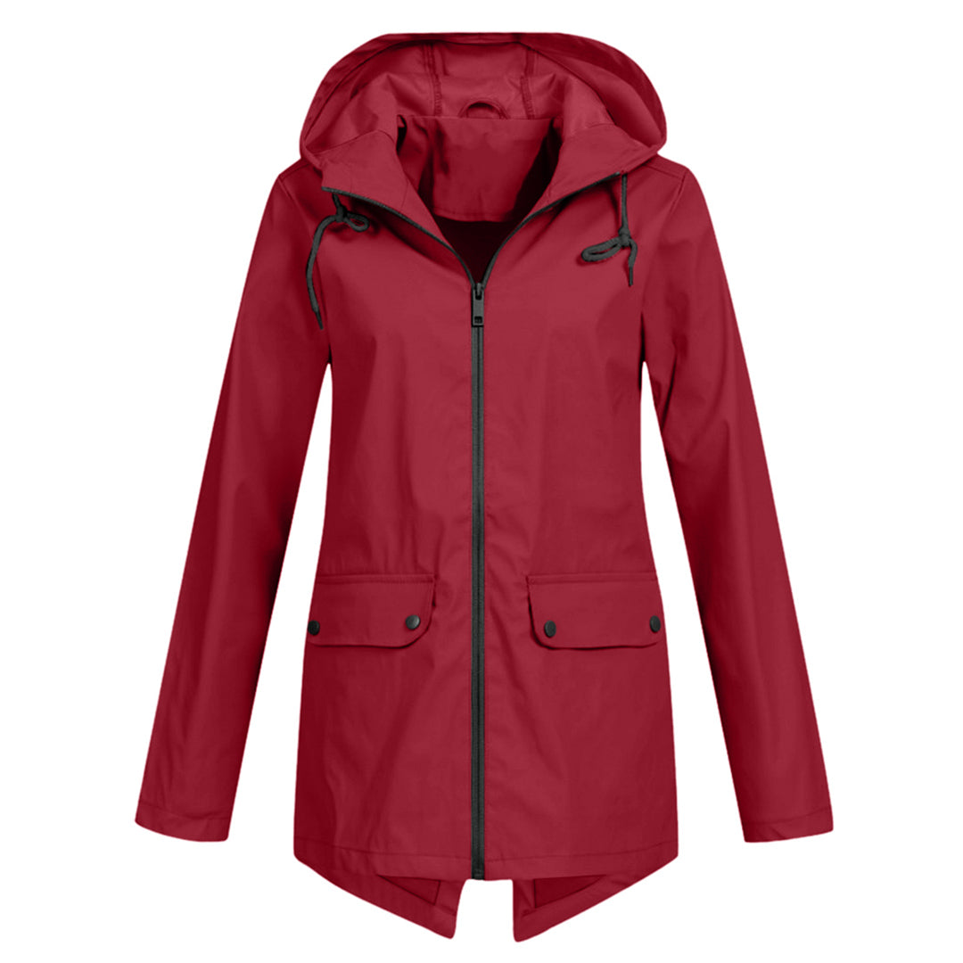 Veste mi-longue imperméable pour femme avec fermeture éclair