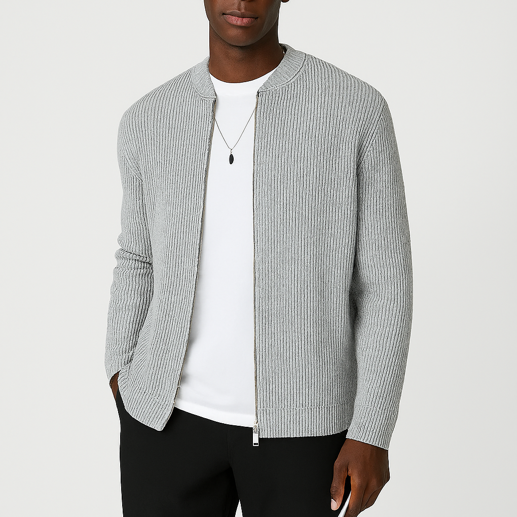 Cardigan décontracté en tricot à fermeture éclair pour homme