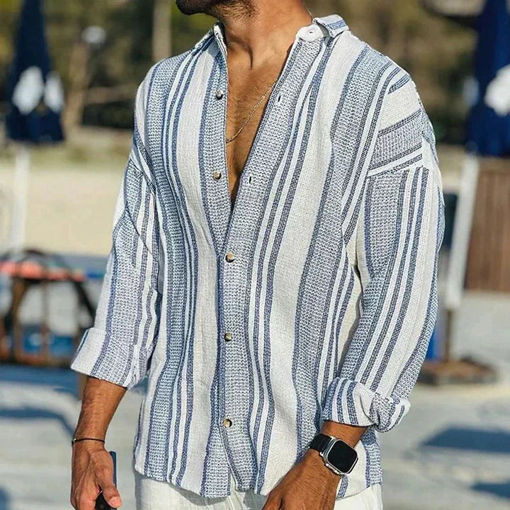 Chemise rayée à manches longues pour homme