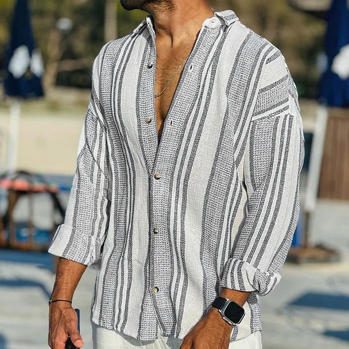 Chemise rayée à manches longues pour homme