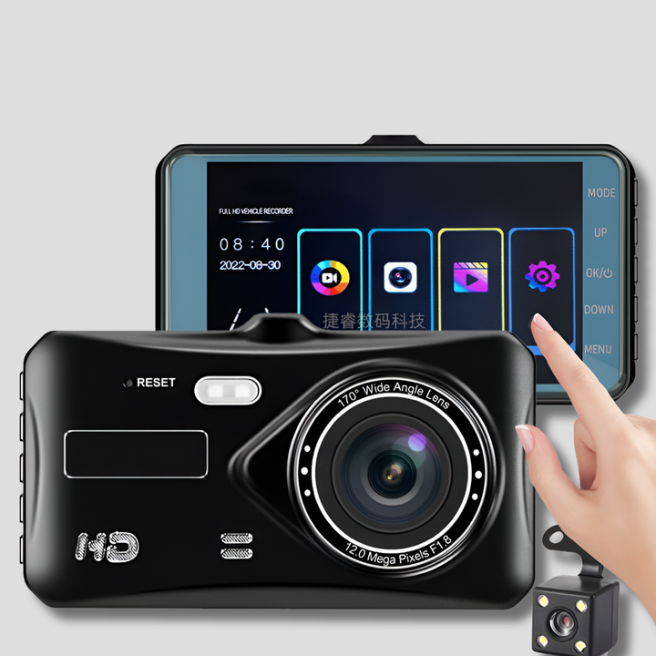 Caméra de tableau de bord double sans fil avec vision nocturne et angle de 170°