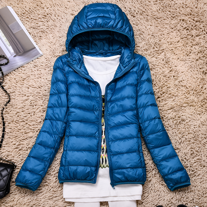 Doudoune ultra-légère et compacte avec capuche pour femme