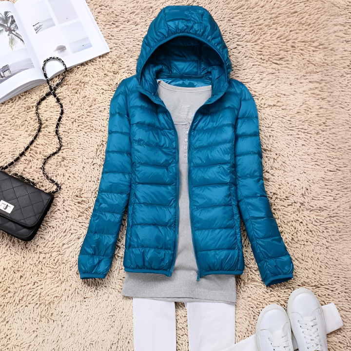 Doudoune ultra-légère et compacte avec capuche pour femme