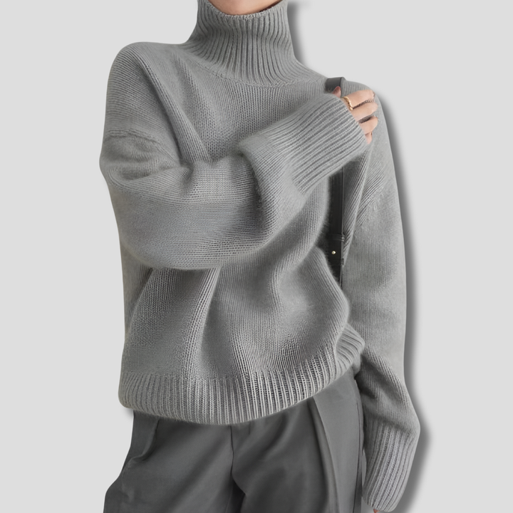 Pull d'hiver épais en cachemire pour femme avec col montant