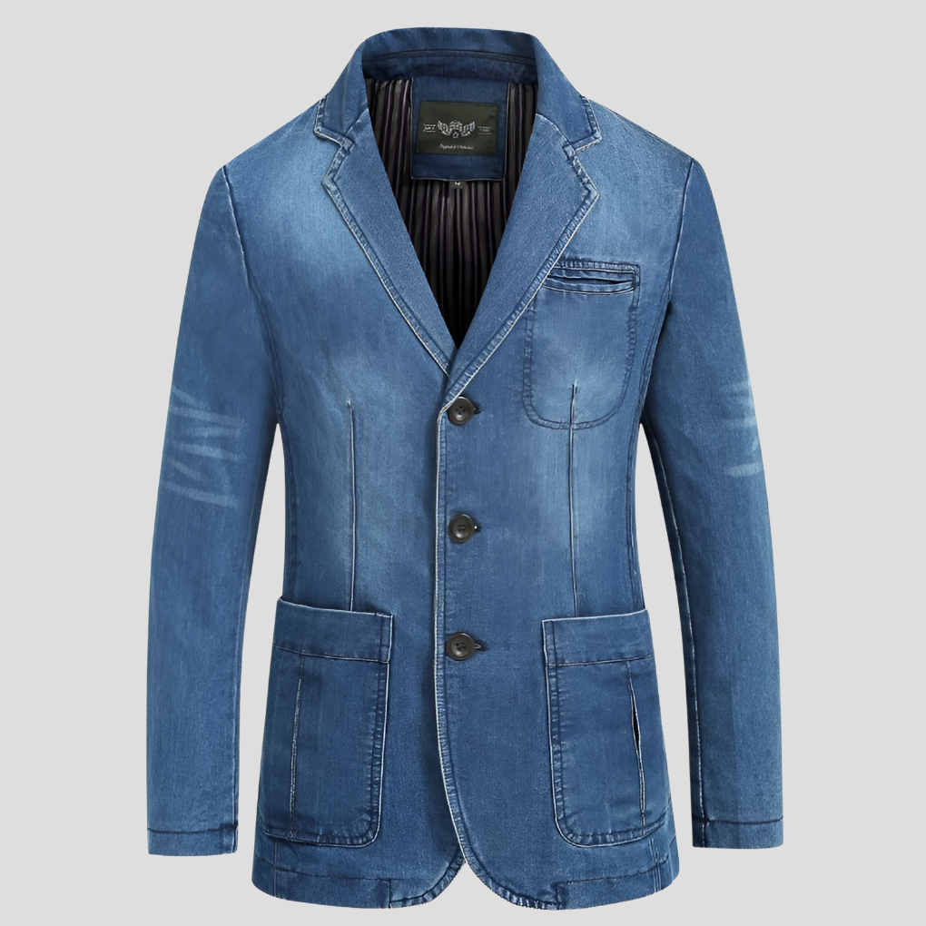 Veste en jean pour homme – Coupe classique avec bordure vintage