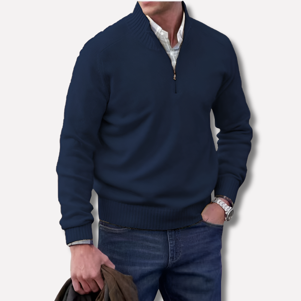 Pull demi-zippé pour hommes – Style superposé