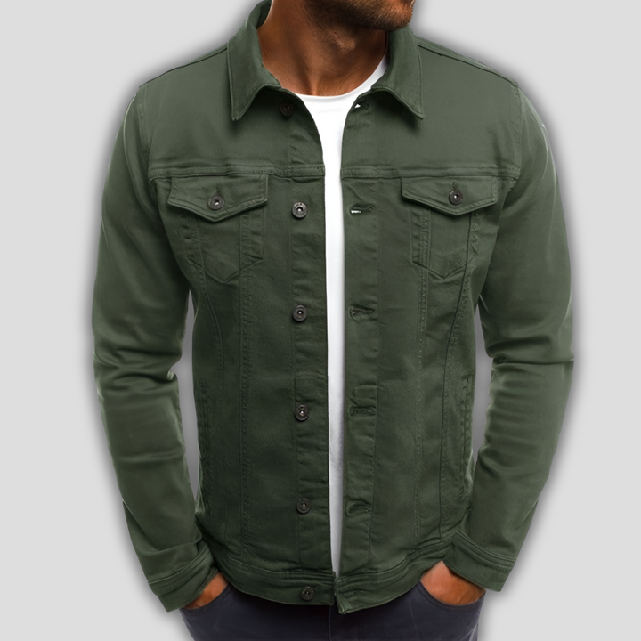 Veste en jean unie décontractée pour homme