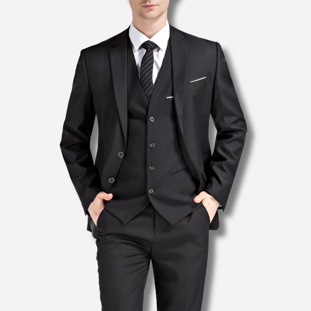 Costume trois pièces noir pour homme